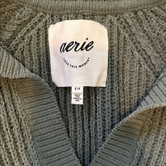 Aerie Sage Ribbed collared Knit Sweater - Picture 2 of 4